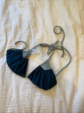 Blue and Gray Triangle Bikini Top